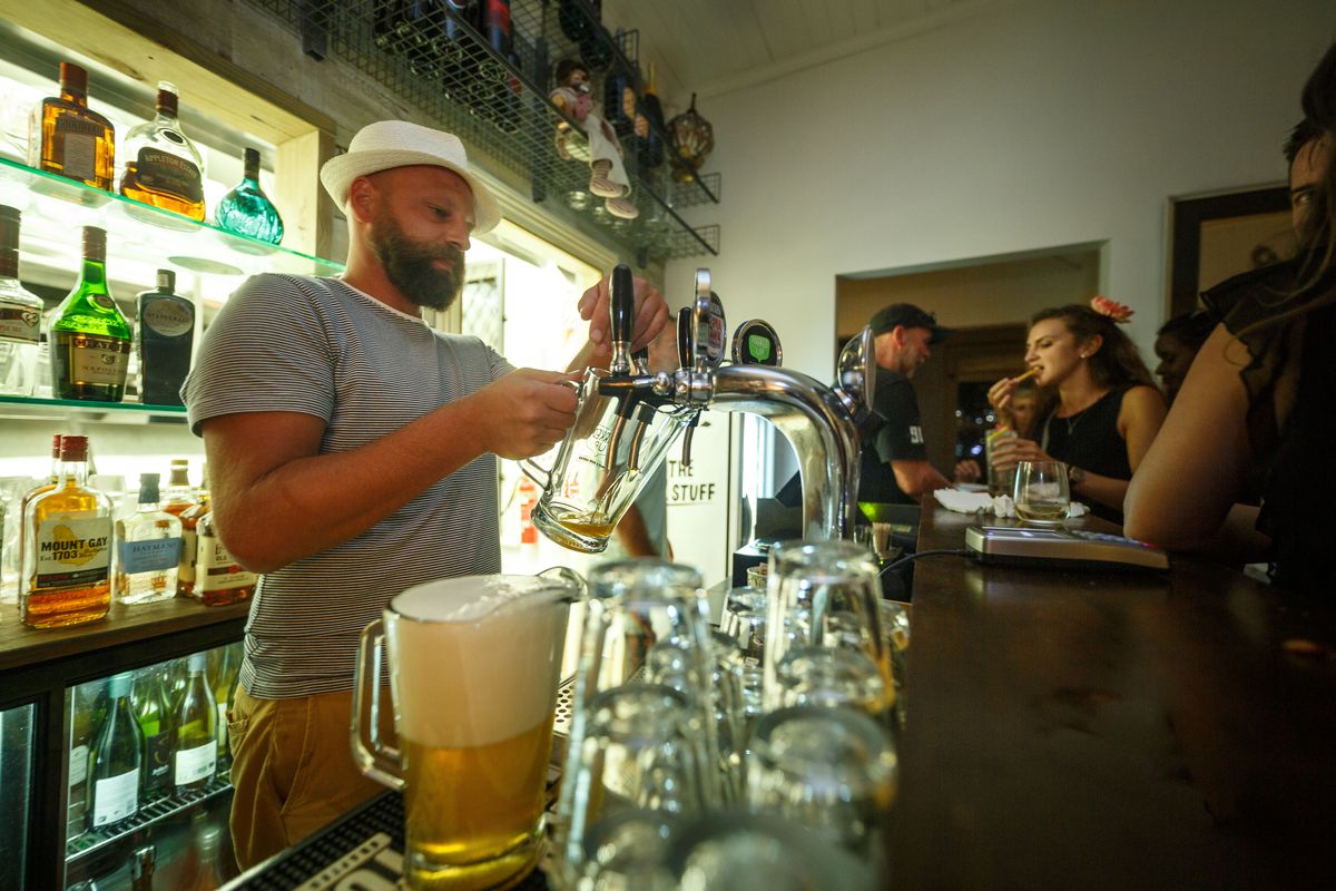 Bartender pouring beer at Parked Up